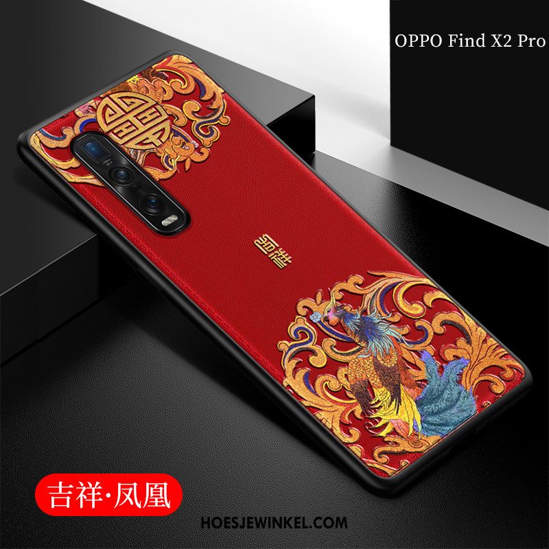 Oppo Find X2 Pro Hoesje Anti-fall Chinese Stijl Hoes, Oppo Find X2 Pro Hoesje Blauw Zacht