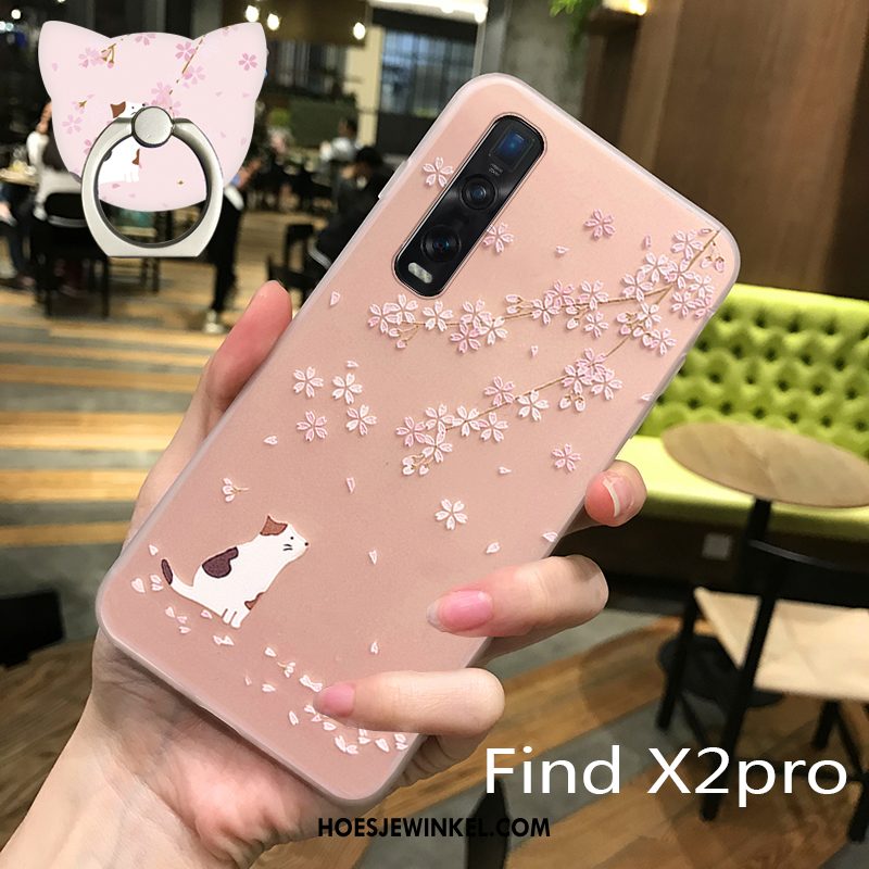 Oppo Find X2 Pro Hoesje Leer Kers Wind, Oppo Find X2 Pro Hoesje Schrobben Siliconen