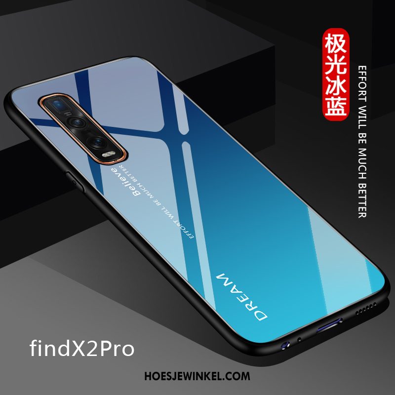 Oppo Find X2 Pro Hoesje Pas Glas Leer, Oppo Find X2 Pro Hoesje Mobiele Telefoon Verloop
