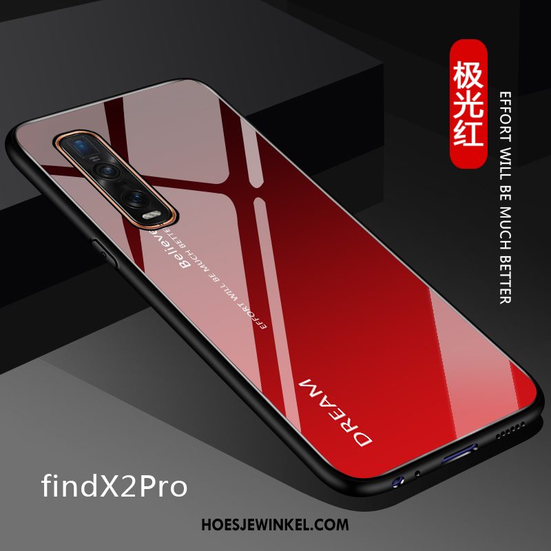 Oppo Find X2 Pro Hoesje Pas Glas Leer, Oppo Find X2 Pro Hoesje Mobiele Telefoon Verloop