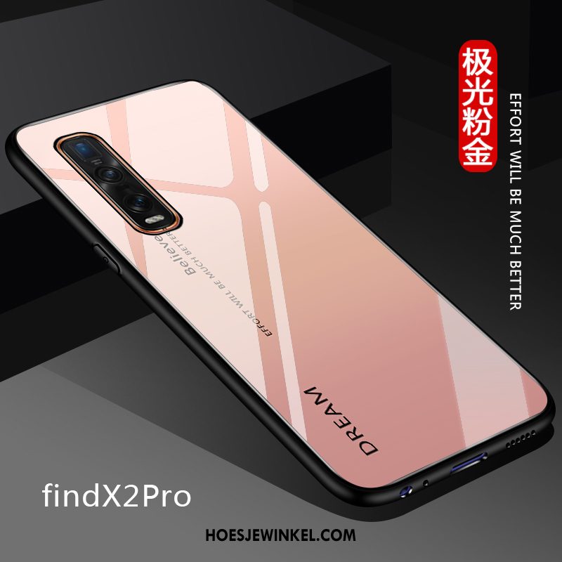 Oppo Find X2 Pro Hoesje Pas Glas Leer, Oppo Find X2 Pro Hoesje Mobiele Telefoon Verloop