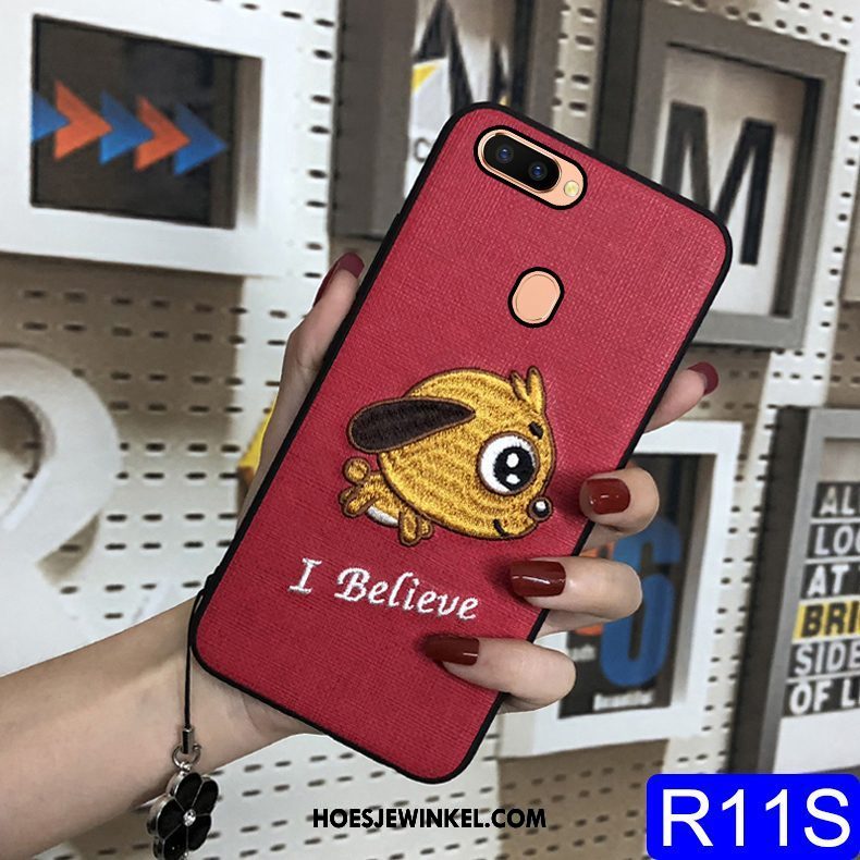 Oppo R11s Hoesje All Inclusive Spotprent Net Red, Oppo R11s Hoesje Hoes Rood