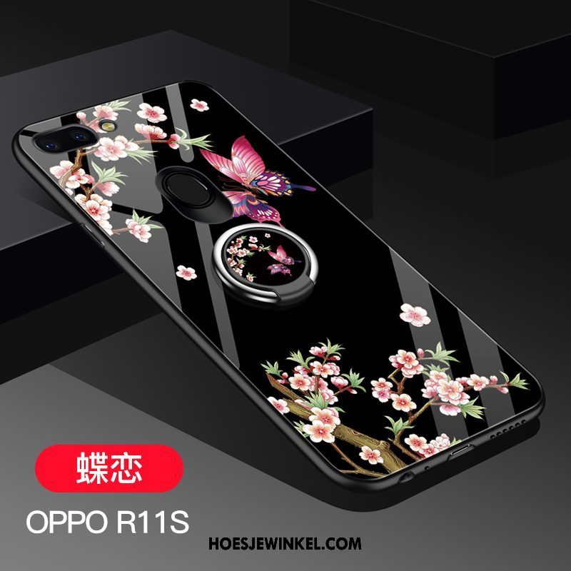 Oppo R11s Hoesje Bescherming Ster Siliconen, Oppo R11s Hoesje Glas Hoes