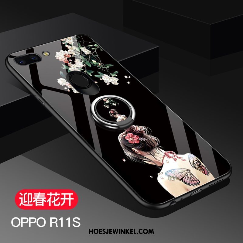 Oppo R11s Hoesje Bescherming Ster Siliconen, Oppo R11s Hoesje Glas Hoes