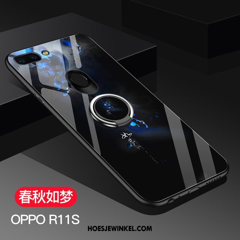 Oppo R11s Hoesje Bescherming Ster Siliconen, Oppo R11s Hoesje Glas Hoes