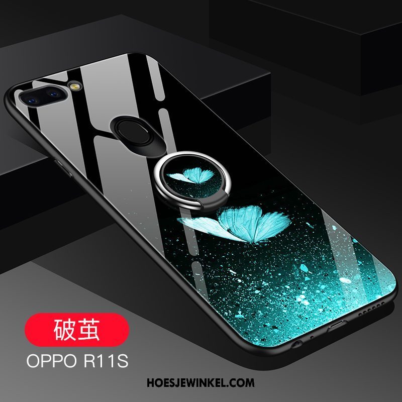 Oppo R11s Hoesje Bescherming Ster Siliconen, Oppo R11s Hoesje Glas Hoes