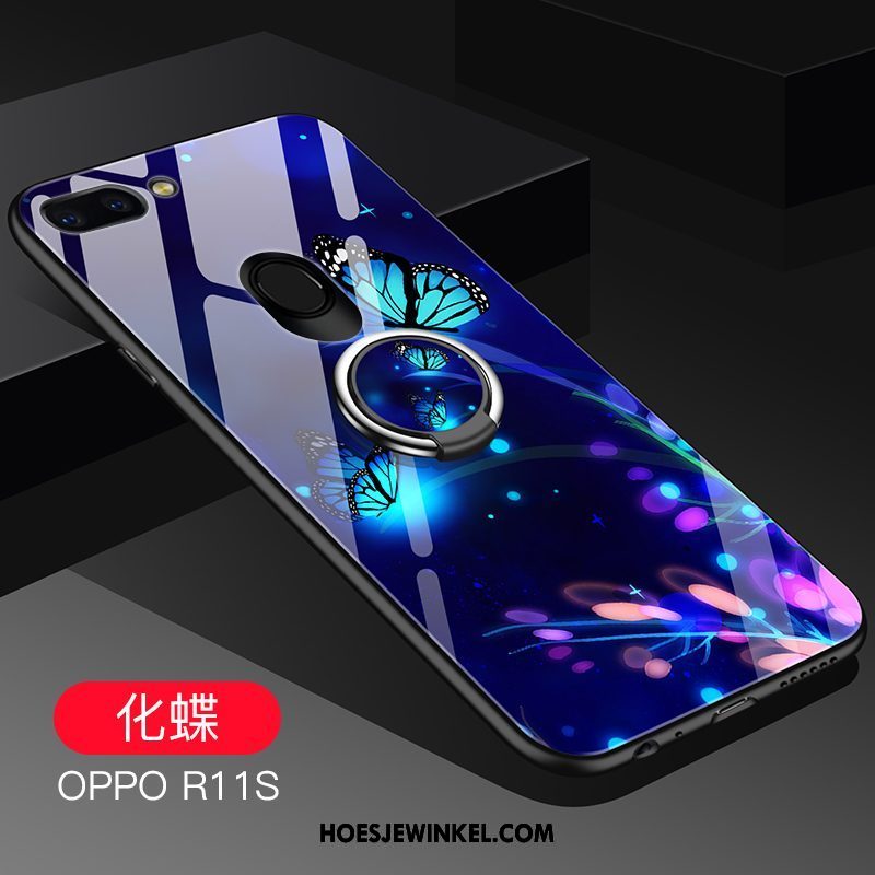 Oppo R11s Hoesje Bescherming Ster Siliconen, Oppo R11s Hoesje Glas Hoes