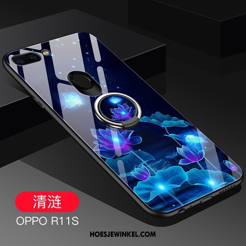 Oppo R11s Hoesje Bescherming Ster Siliconen, Oppo R11s Hoesje Glas Hoes