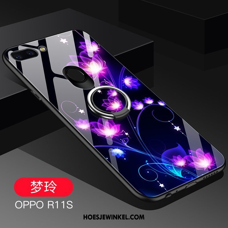 Oppo R11s Hoesje Bescherming Ster Siliconen, Oppo R11s Hoesje Glas Hoes