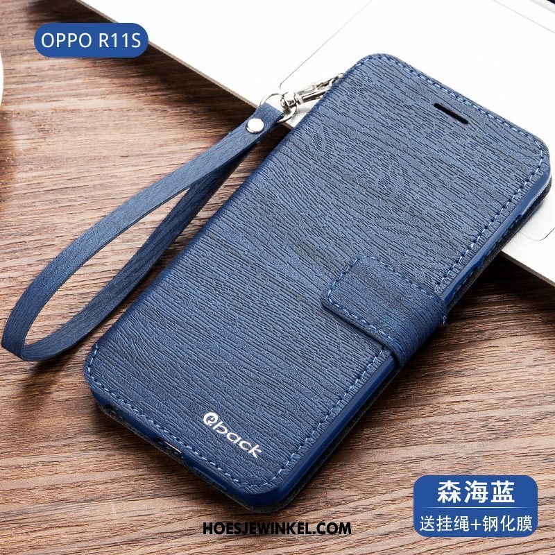 Oppo R11s Hoesje Folio Bescherming Mobiele Telefoon, Oppo R11s Hoesje Leren Etui Anti-fall