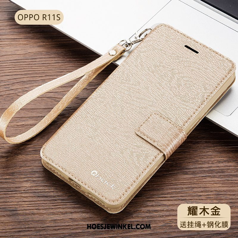 Oppo R11s Hoesje Folio Bescherming Mobiele Telefoon, Oppo R11s Hoesje Leren Etui Anti-fall