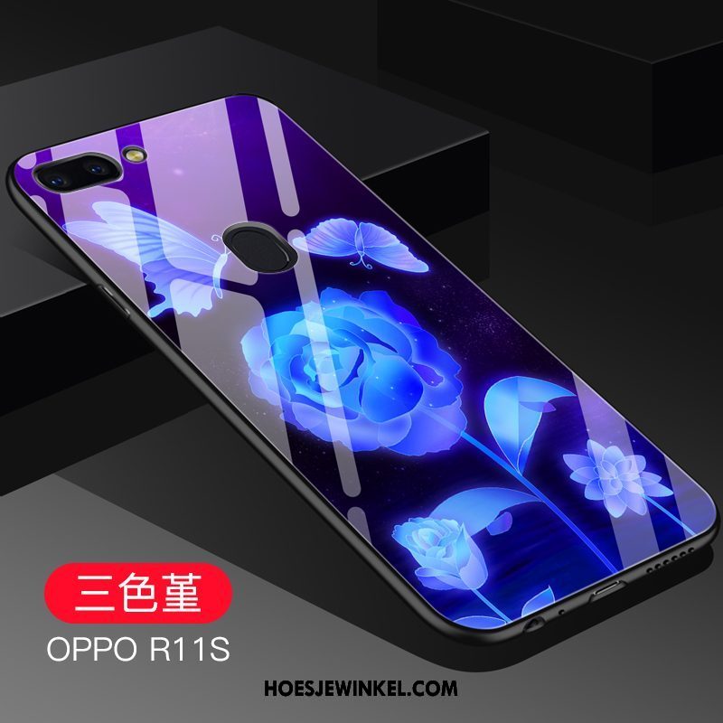 Oppo R11s Hoesje Glas All Inclusive Hoes, Oppo R11s Hoesje Zacht Net Red