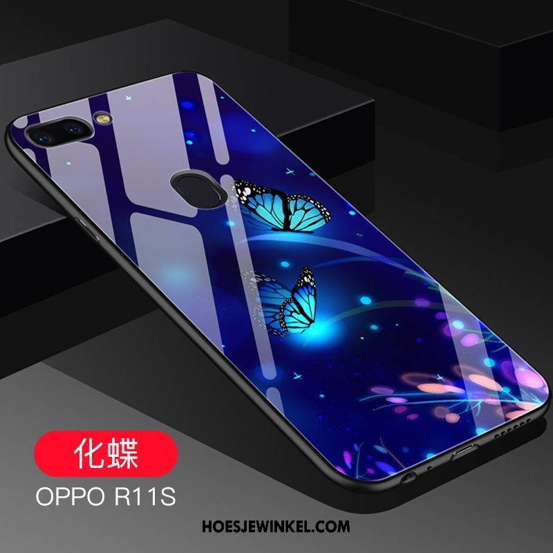 Oppo R11s Hoesje Glas All Inclusive Hoes, Oppo R11s Hoesje Zacht Net Red