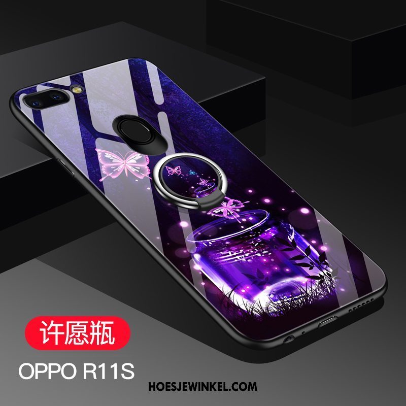 Oppo R11s Hoesje Mobiele Telefoon Glas Trend, Oppo R11s Hoesje Bescherming Purper