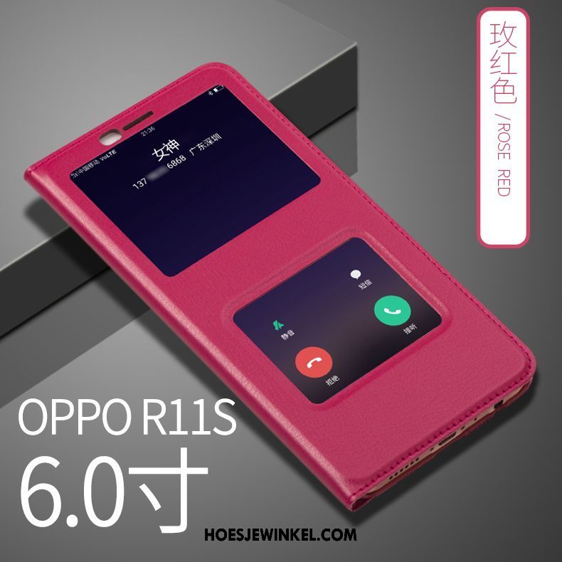 Oppo R11s Hoesje Mobiele Telefoon Leren Etui Hoes, Oppo R11s Hoesje All Inclusive Anti-fall