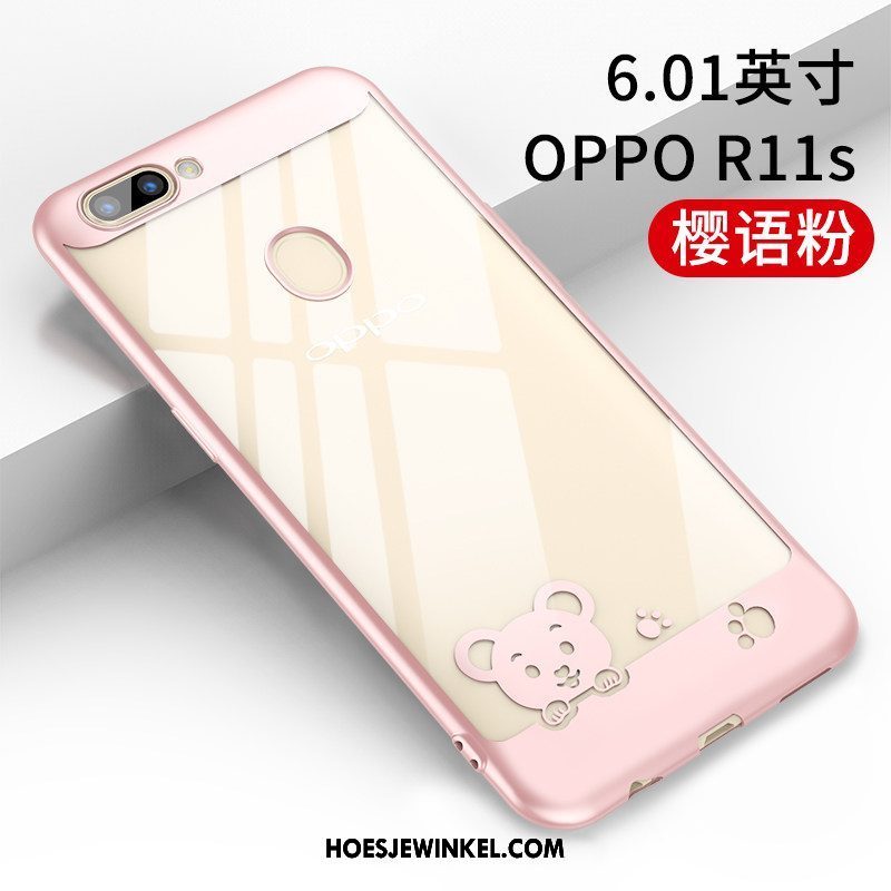 Oppo R11s Hoesje Mobiele Telefoon Scheppend Rood, Oppo R11s Hoesje Anti-fall Doorzichtig