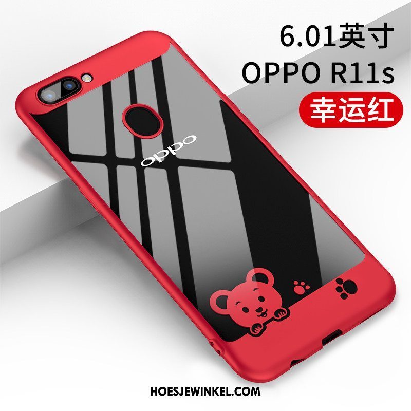 Oppo R11s Hoesje Mobiele Telefoon Scheppend Rood, Oppo R11s Hoesje Anti-fall Doorzichtig