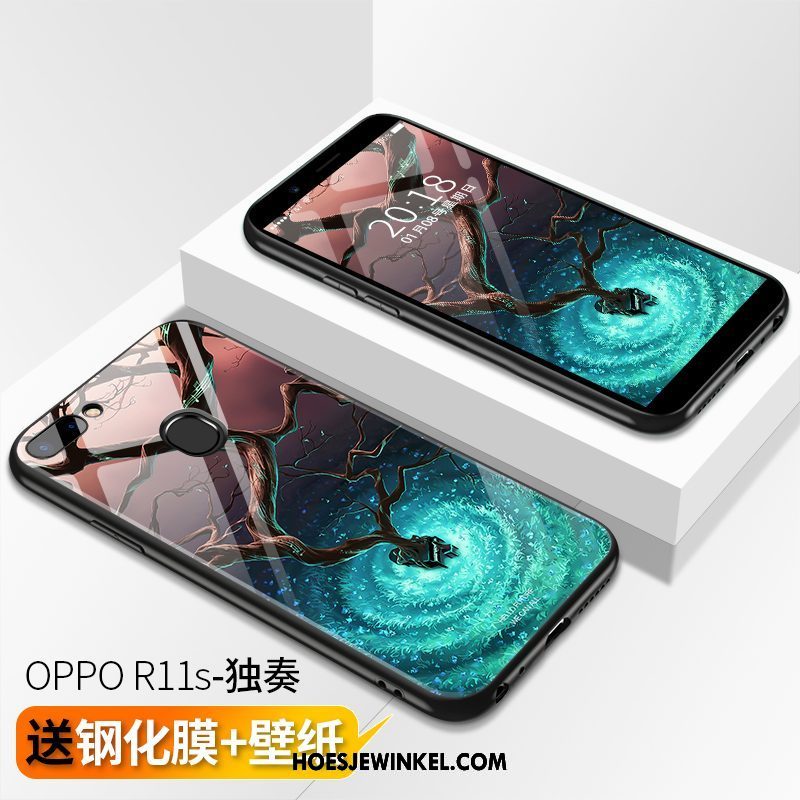 Oppo R11s Hoesje Persoonlijk Siliconen Glas, Oppo R11s Hoesje Ster Dun