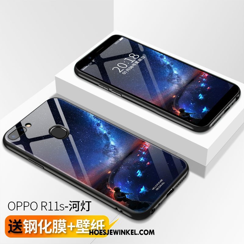 Oppo R11s Hoesje Persoonlijk Siliconen Glas, Oppo R11s Hoesje Ster Dun