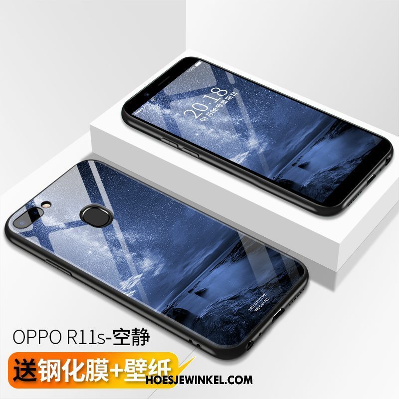 Oppo R11s Hoesje Persoonlijk Siliconen Glas, Oppo R11s Hoesje Ster Dun