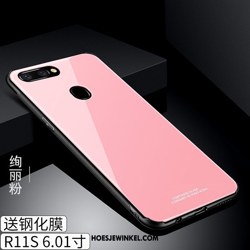 Oppo R11s Hoesje Roze Hoes Zacht, Oppo R11s Hoesje Anti-fall Glas