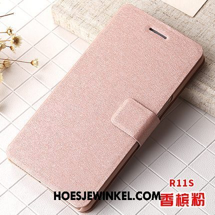 Oppo R11s Hoesje Wit Leren Etui Mobiele Telefoon, Oppo R11s Hoesje Bescherming Clamshell