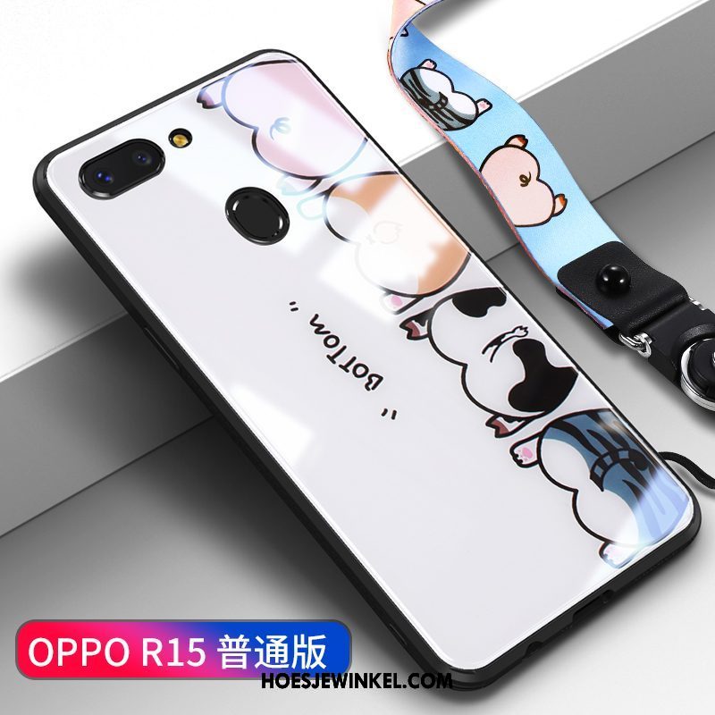 Oppo R15 Hoesje Anti-fall Glas Net Red, Oppo R15 Hoesje Mobiele Telefoon Hoes