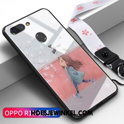 Oppo R15 Hoesje Anti-fall Glas Net Red, Oppo R15 Hoesje Mobiele Telefoon Hoes