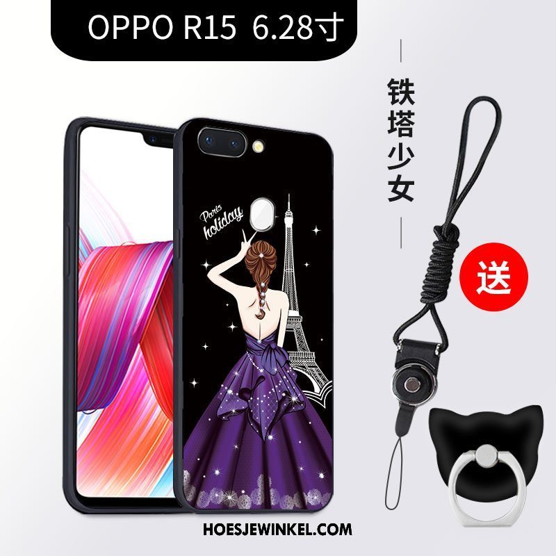 Oppo R15 Hoesje Hoes Anti-fall Zwart, Oppo R15 Hoesje All Inclusive Ster