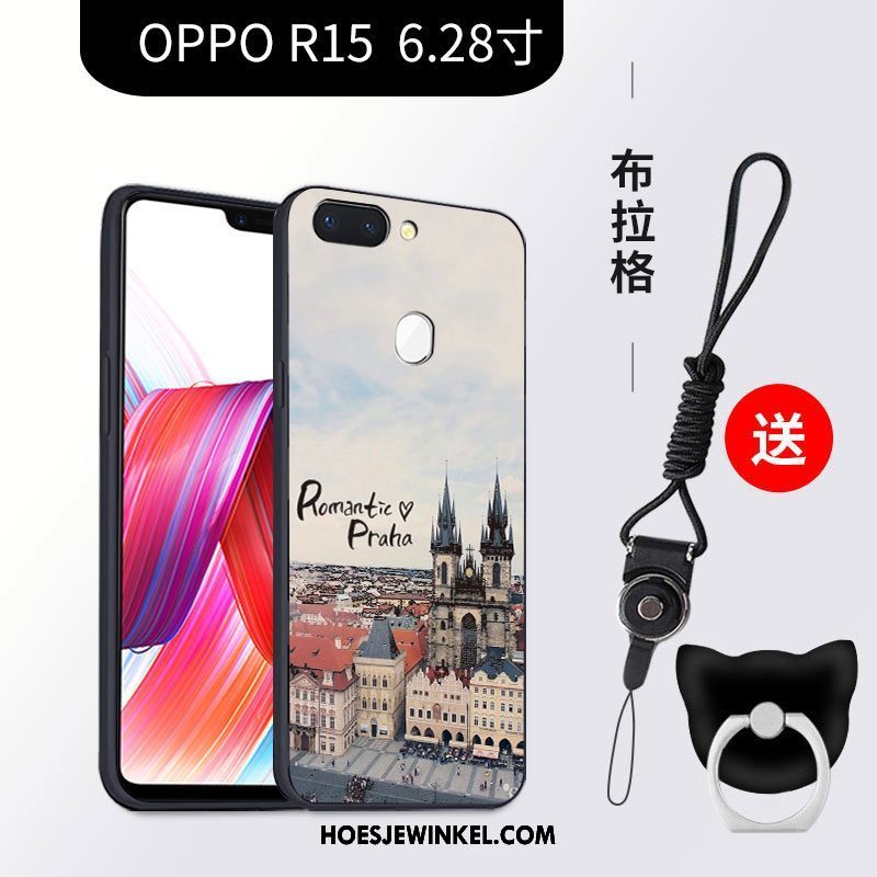 Oppo R15 Hoesje Hoes Anti-fall Zwart, Oppo R15 Hoesje All Inclusive Ster