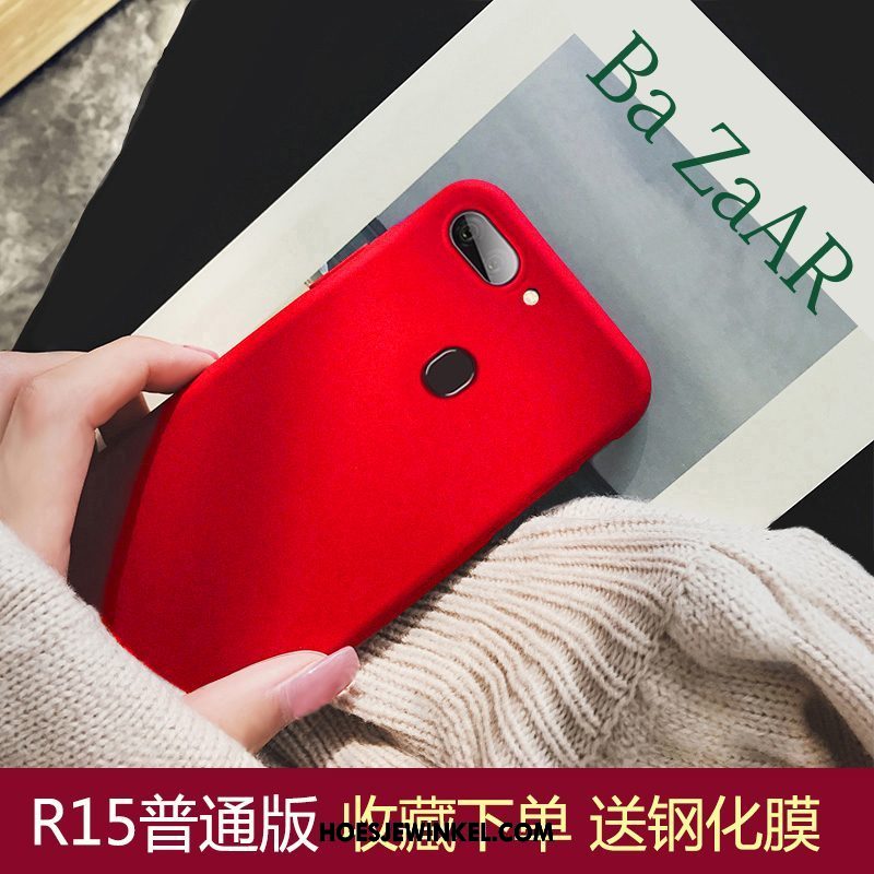 Oppo R15 Hoesje Lovers Net Red Wijnrood, Oppo R15 Hoesje Dun Eenvoudige