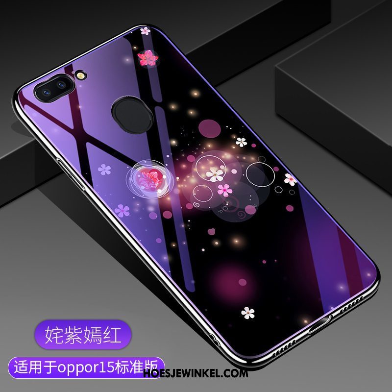 Oppo R15 Hoesje Persoonlijk Trendy Merk Donkerblauw, Oppo R15 Hoesje Hanger Hoes