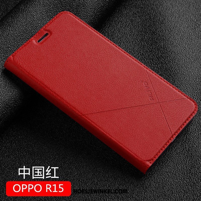 Oppo R15 Hoesje Rood Nieuw Anti-fall, Oppo R15 Hoesje Trend Clamshell