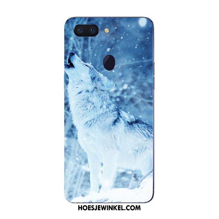 Oppo R15 Pro Hoesje Mobiele Telefoon Donkerblauw Trend, Oppo R15 Pro Hoesje Zacht Wolf