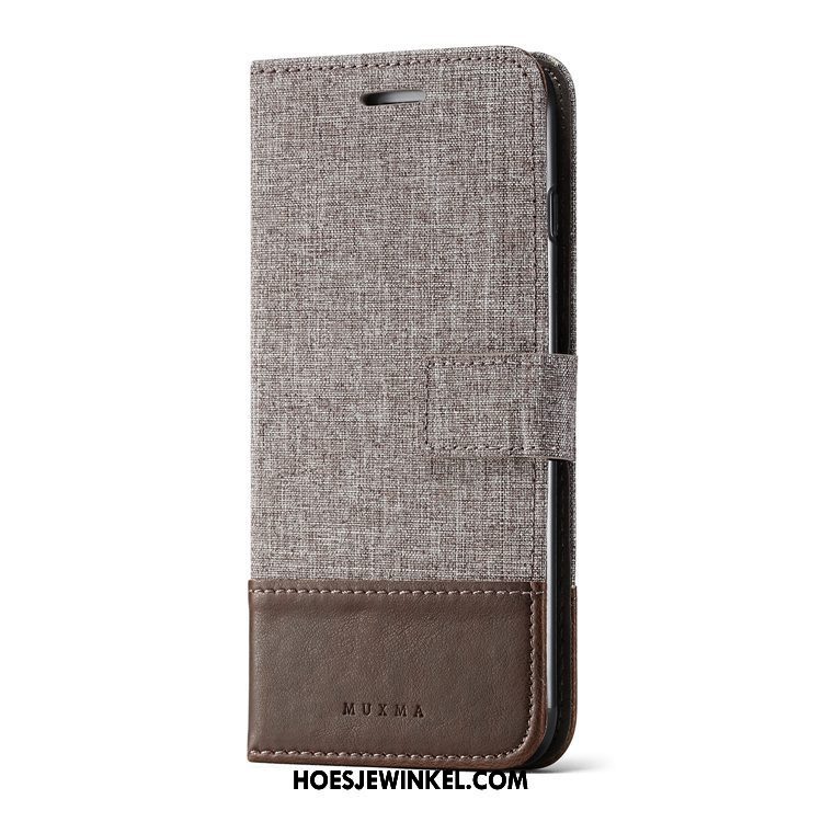 Oppo R15 Pro Hoesje Ondersteuning Leren Etui Kaart, Oppo R15 Pro Hoesje Denim Mobiele Telefoon Braun