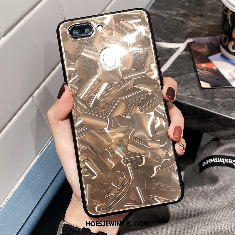 Oppo R15 Pro Hoesje Patroon Siliconen Scheppend, Oppo R15 Pro Hoesje Trendy Merk Goud