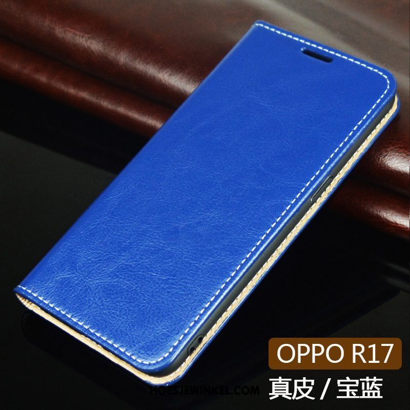 Oppo R17 Hoesje Leren Etui Echt Leer Bedrijf, Oppo R17 Hoesje Goud Mobiele Telefoon