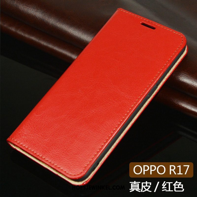 Oppo R17 Hoesje Leren Etui Echt Leer Bedrijf, Oppo R17 Hoesje Goud Mobiele Telefoon