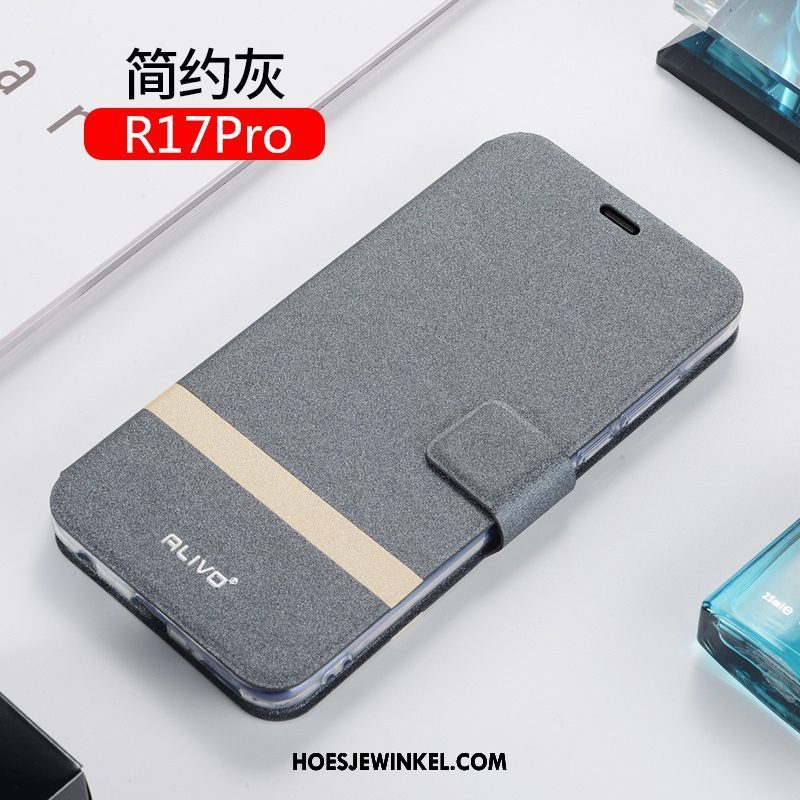 Oppo R17 Pro Hoesje Bescherming All Inclusive Leren Etui, Oppo R17 Pro Hoesje Anti-fall Siliconen