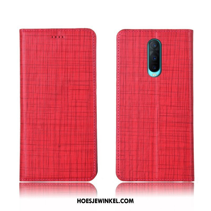 Oppo R17 Pro Hoesje Blauw Leren Etui Anti-fall, Oppo R17 Pro Hoesje Echt Leer Clamshell