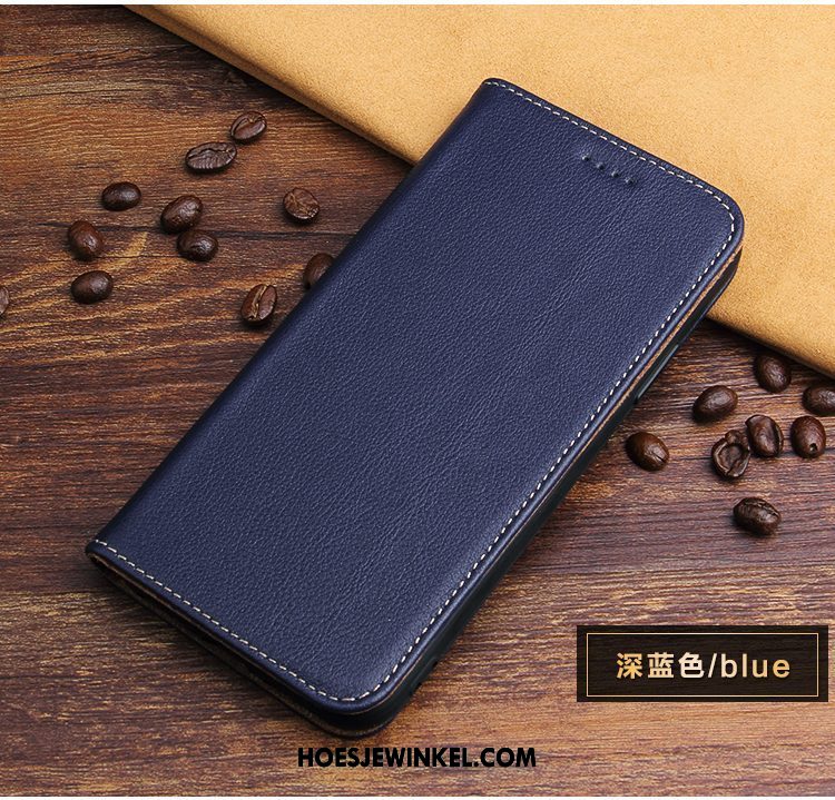 Oppo R17 Pro Hoesje Donkerblauw Anti-fall Folio, Oppo R17 Pro Hoesje Leren Etui Hoes