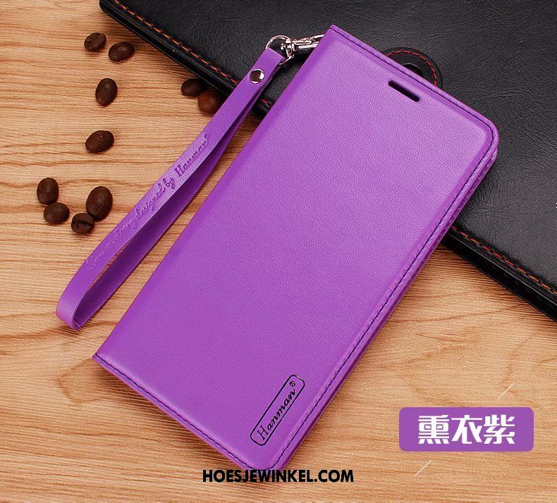 Oppo R17 Pro Hoesje Hanger All Inclusive Anti-fall, Oppo R17 Pro Hoesje Purper Echt Leer