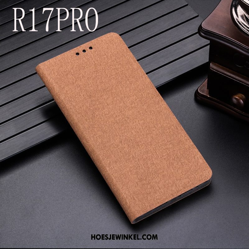 Oppo R17 Pro Hoesje Hoes Anti-fall Mobiele Telefoon, Oppo R17 Pro Hoesje Bescherming Folio Braun