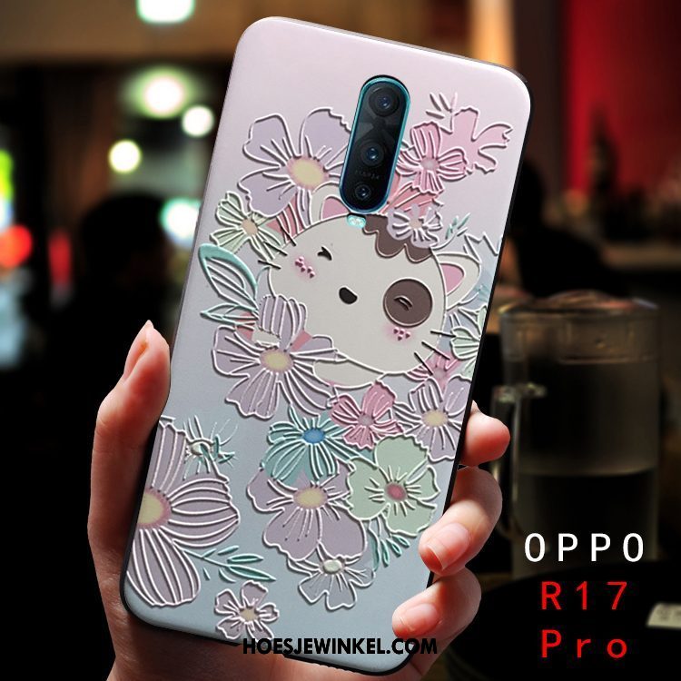 Oppo R17 Pro Hoesje Schrobben Reliëf Anti-fall, Oppo R17 Pro Hoesje Dierlijk Siliconen