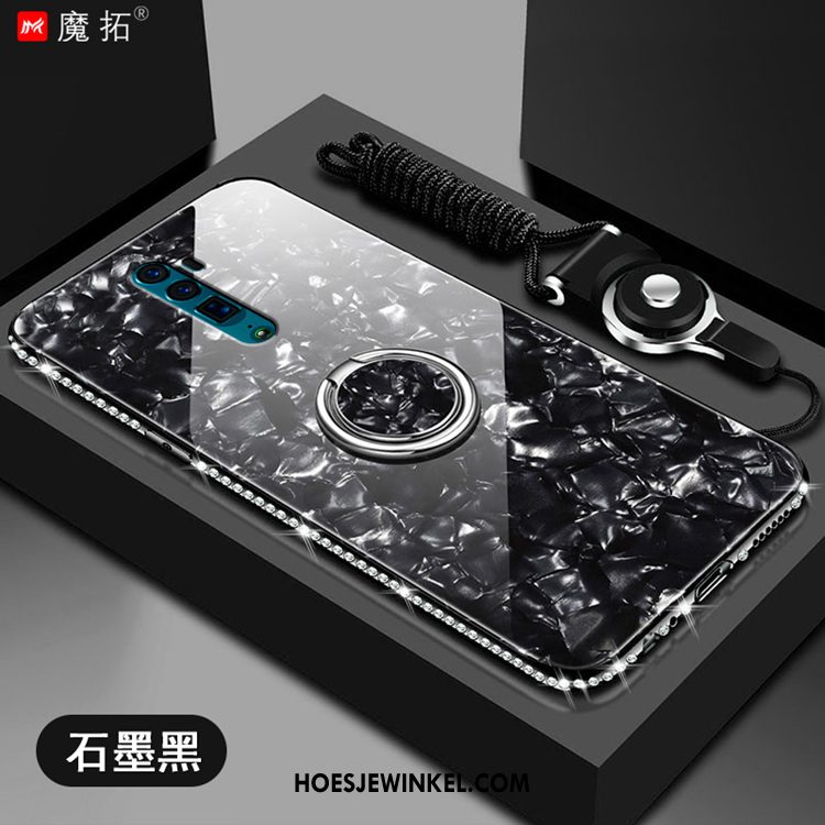 Oppo Reno 10x Zoom Hoesje Mobiele Telefoon Patroon Gehard Glas, Oppo Reno 10x Zoom Hoesje Schelp Rood