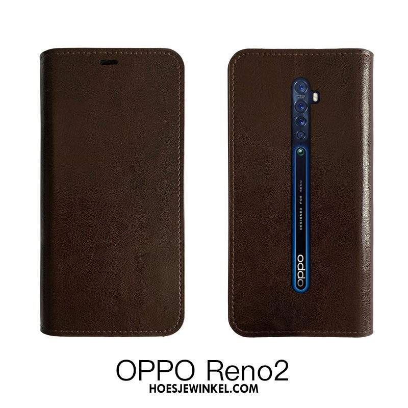 Oppo Reno 2 Hoesje Bescherming Zwart Koe, Oppo Reno 2 Hoesje All Inclusive Folio