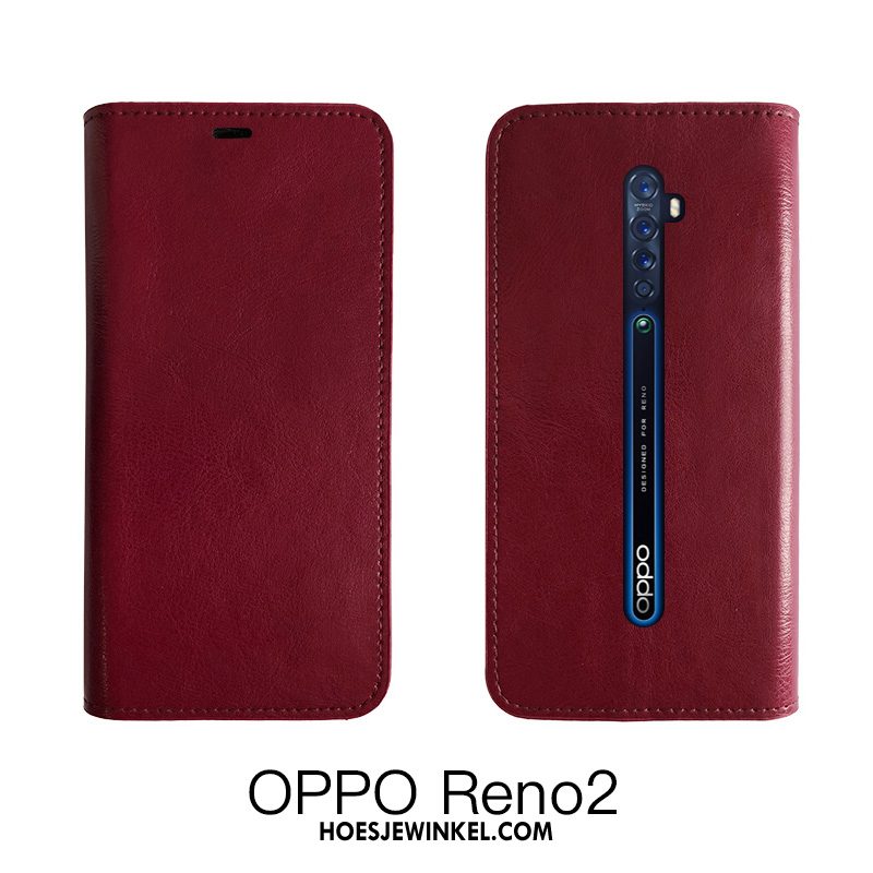 Oppo Reno 2 Hoesje Bescherming Zwart Koe, Oppo Reno 2 Hoesje All Inclusive Folio