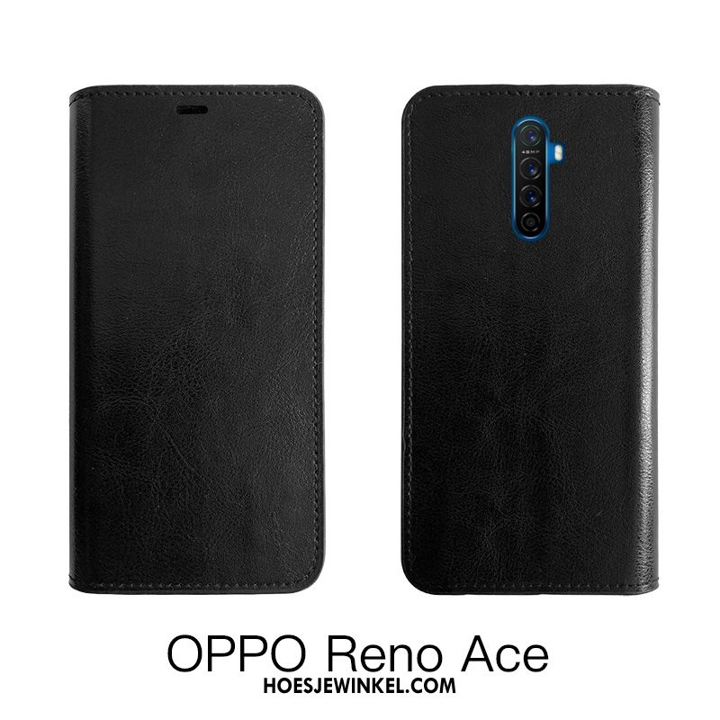 Oppo Reno 2 Hoesje Bescherming Zwart Koe, Oppo Reno 2 Hoesje All Inclusive Folio