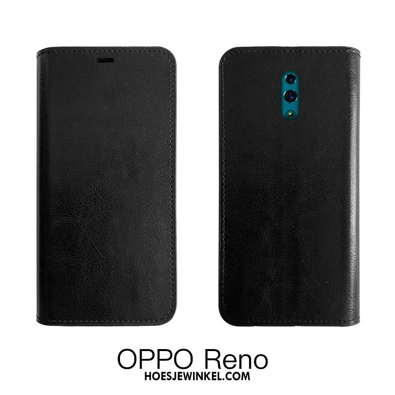 Oppo Reno 2 Hoesje Bescherming Zwart Koe, Oppo Reno 2 Hoesje All Inclusive Folio