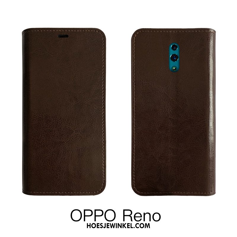 Oppo Reno 2 Hoesje Bescherming Zwart Koe, Oppo Reno 2 Hoesje All Inclusive Folio